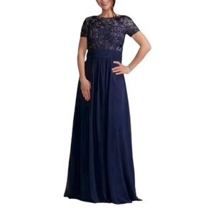 OLEG CASSINI blue evening gown‎ with lace size 16W